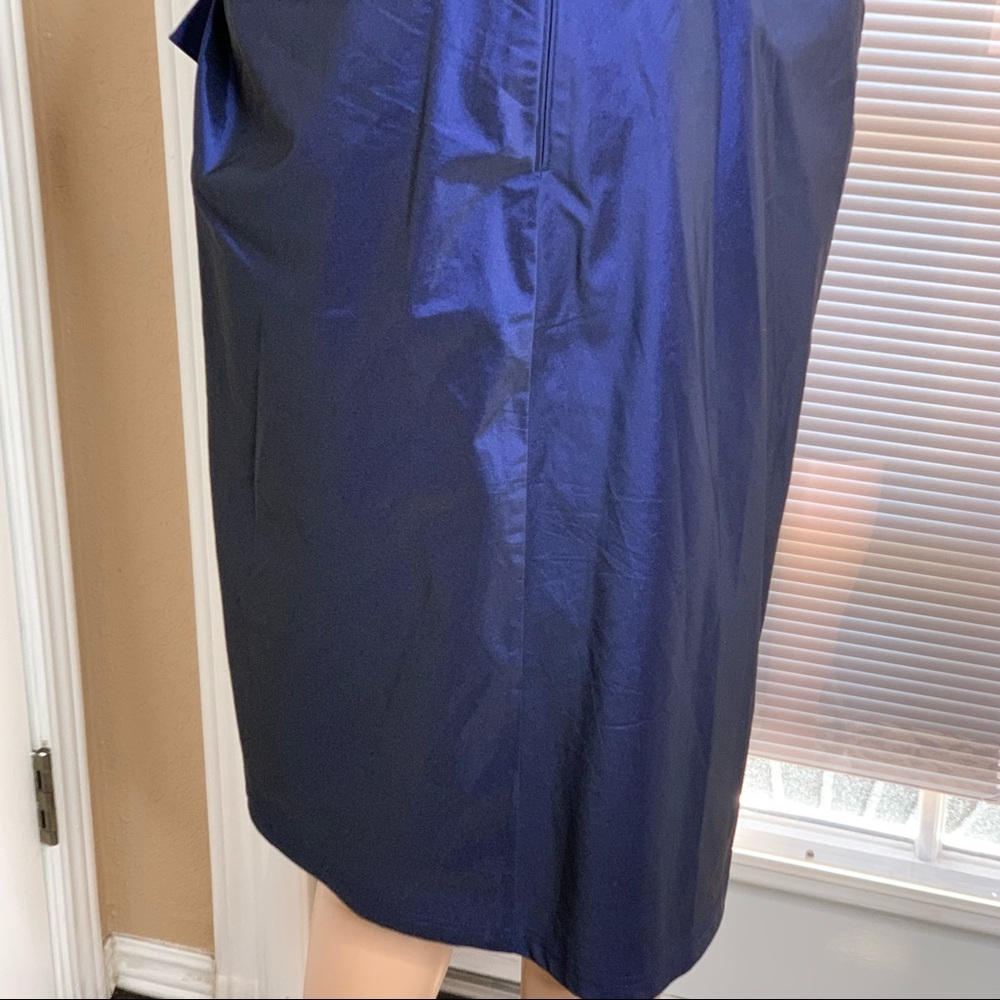 Tadashi Shoji Evening Cocktail Dress Blue Crystal Jeweled Ruched Size 10 - Picture 10 of 16